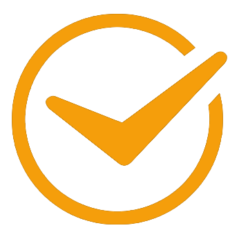 Icône validation orange pour coaching et formation en marketing digital